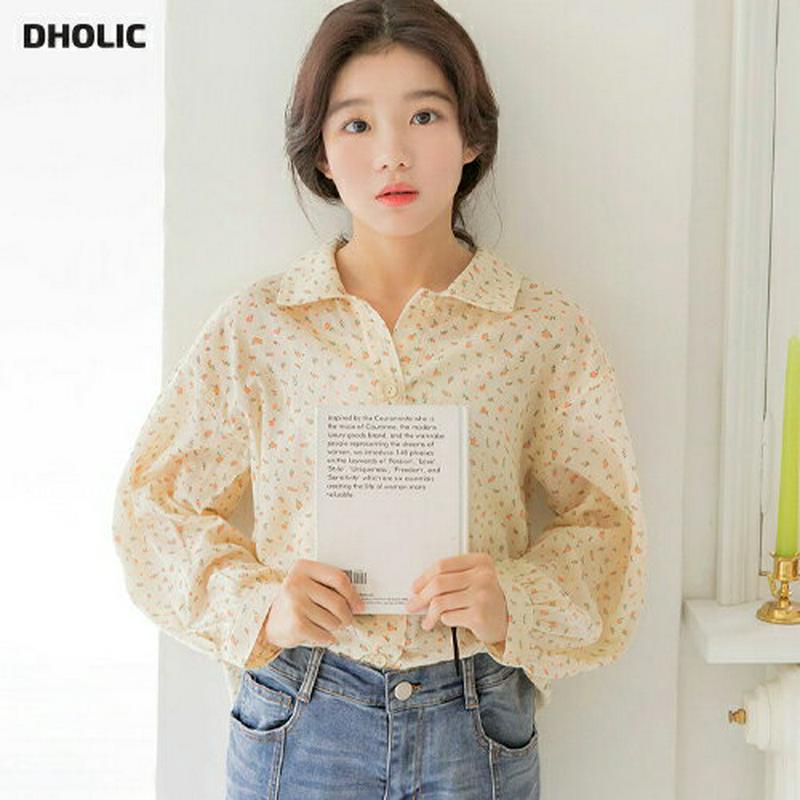 小花柄ブラウス・p000398 キッズ【9~17才】【bl】【トップス ブラウス 花柄 小花柄 長袖 フラワー 清楚 可愛い か