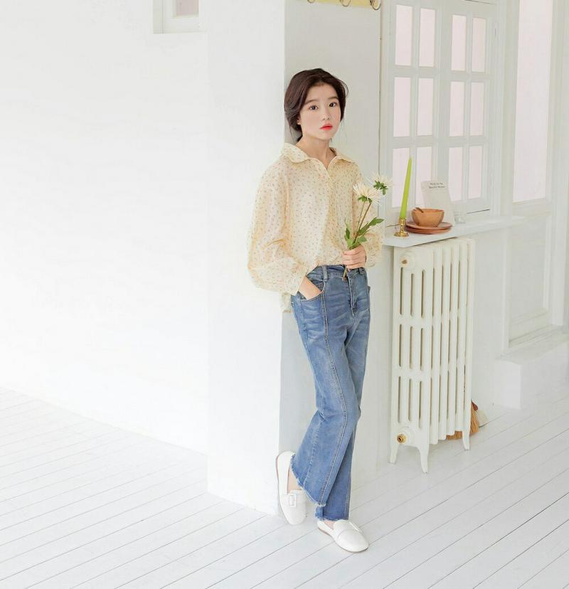 小花柄ブラウス・p000398 キッズ【9~17才】【bl】【トップス ブラウス 花柄 小花柄 長袖 フラワー 清楚 可愛い か