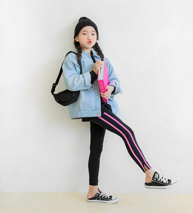 スリットカラーラインレギンス・p000283 キッズ【9~17才】【pt】【レギンス パンツ ロングパンツ ズボン ボトムス サ