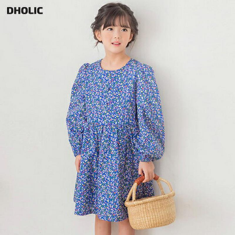 ラウンドネック花柄ワンピース・p000390 キッズ【9~17才】【ops】【ワンピース ミディ丈 ミディワンピース 花柄 フラ