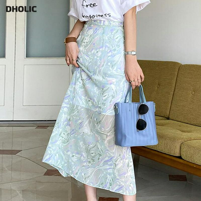 マーブリングスリットスカート・全2色・b61554 レディース【sk】【スカート ロング ロングスカート マーブル マーブリング