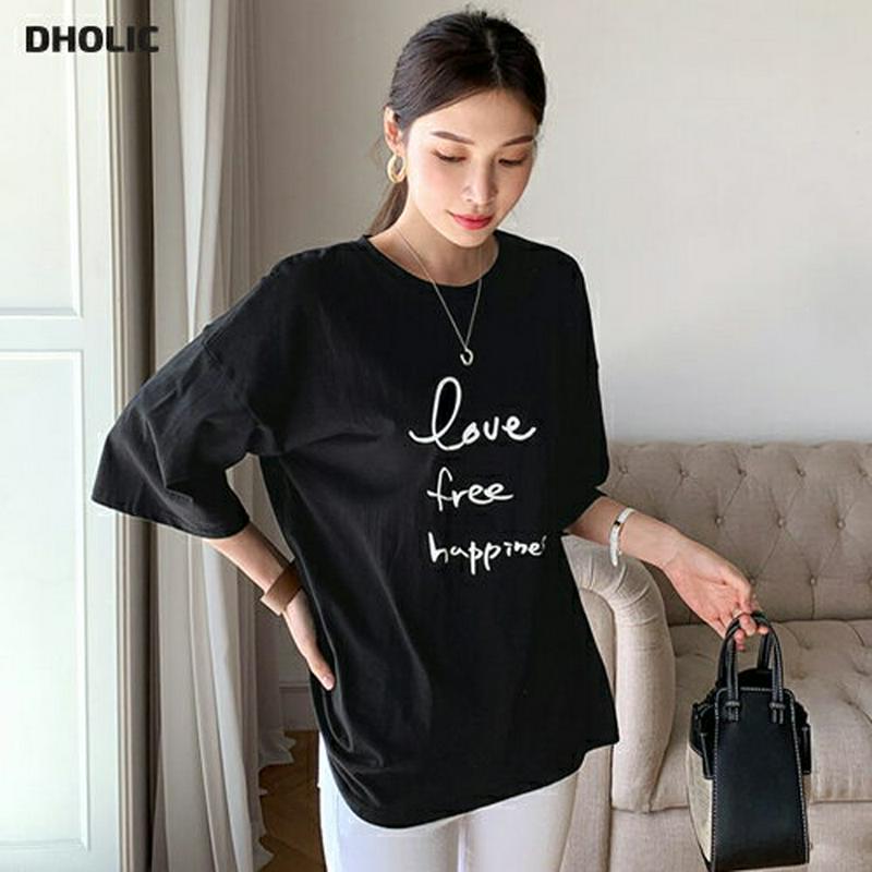 レタリングルーズTシャツ・全2色・t61537 レディース【tops】【トップス Tシャツ ロゴ レタリング 英字 七分丈 七分