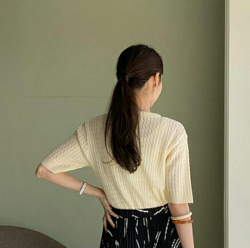 半袖ツイストニット・全6色・b61544 レディース【tops】【トップス ニット ニットトップス ツイスト 半袖 ハーフスリー