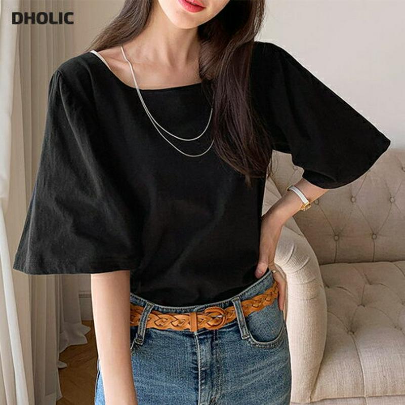 スクエアフレアスリーブTシャツ・全3色・b61542 レディース【tops】【トップス Tシャツ 半袖 ハーフスリーブ スクエア