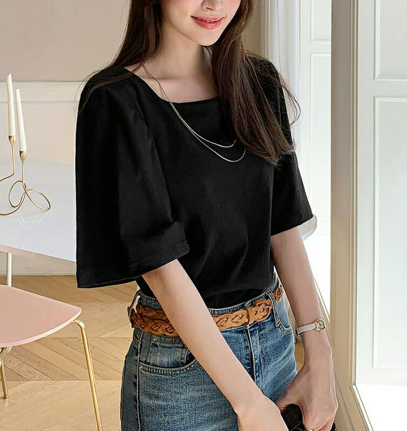 スクエアフレアスリーブTシャツ・全3色・b61542 レディース【tops】【トップス Tシャツ 半袖 ハーフスリーブ スクエア