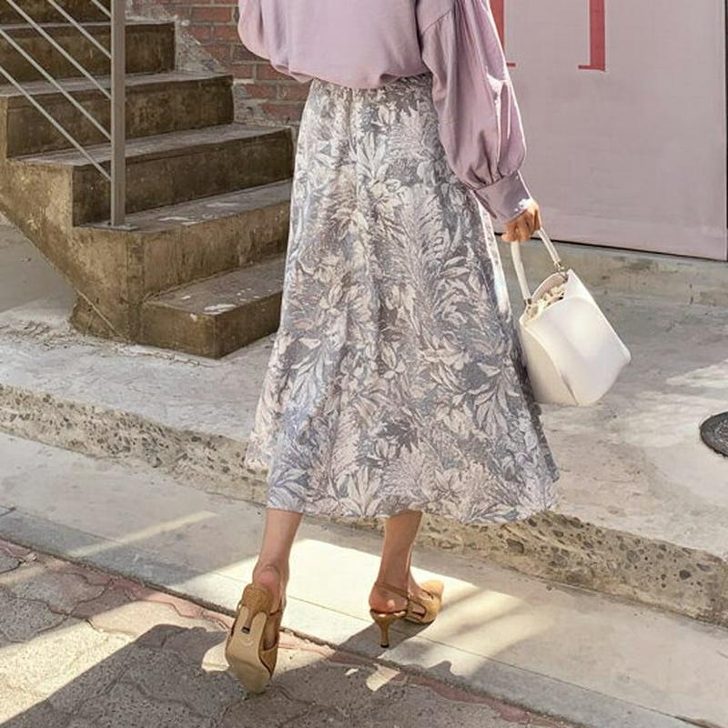 フローラルフレアスカート・全2色・b55671 レディース 【sk】【スカート ロング丈 ロング フレア 花柄 大人 カジュアル