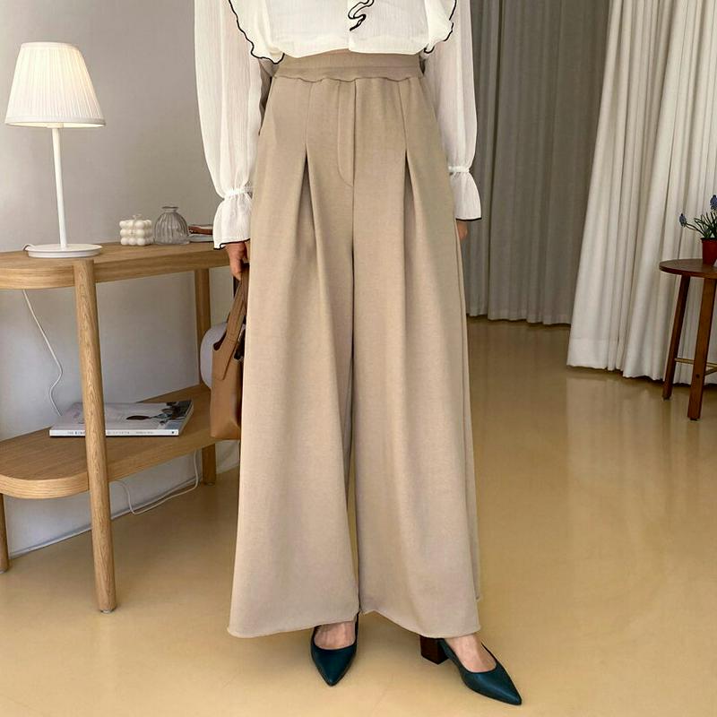 カットオフイージーワイドパンツ・全3色・b55662 レディース 【pt】【パンツ ズボン ワイド タック ロング カットオフ 