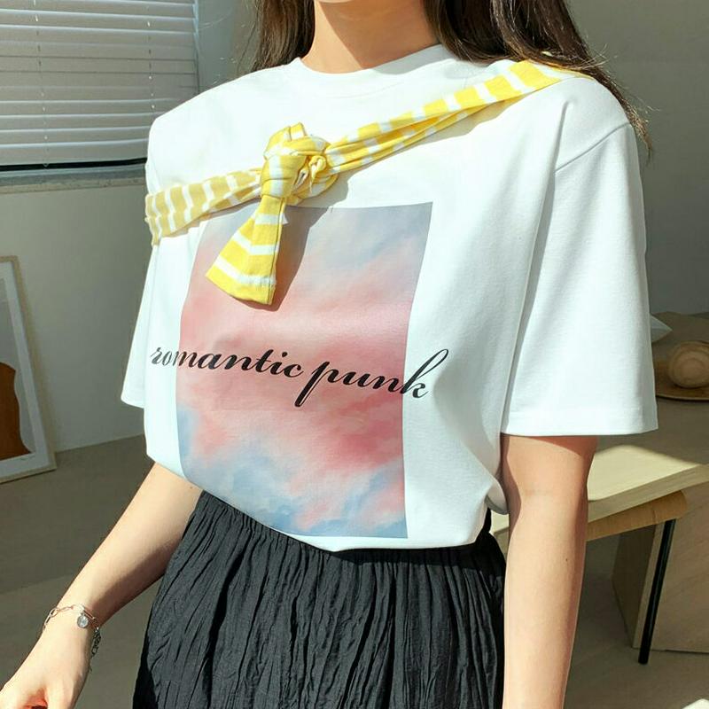 スクエアプリントTシャツ・全4色・b61498 レディース【tops】【トップス Tシャツ スクエア プリントT プリント ロゴ