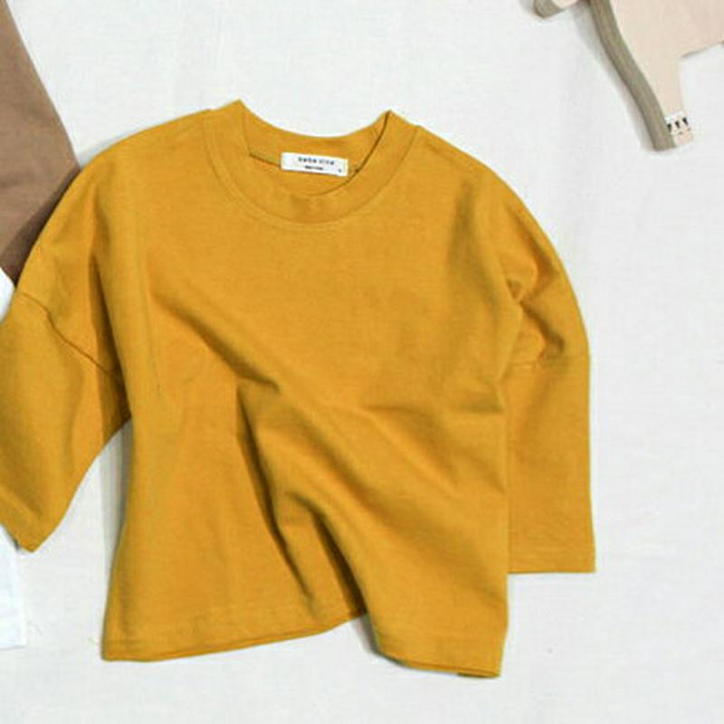 【キッズ30%OFF】クルーネックオーバーTシャツ・p000402 キッズ【0~2才】【tops】【トップス Tシャツ クルーネック ロンT 無地T 長袖 ゆったり ラフ 単色 無地 シンプル カジュアル 女の子 男の子 子供 こども 子供服 こども服】【KIDS】