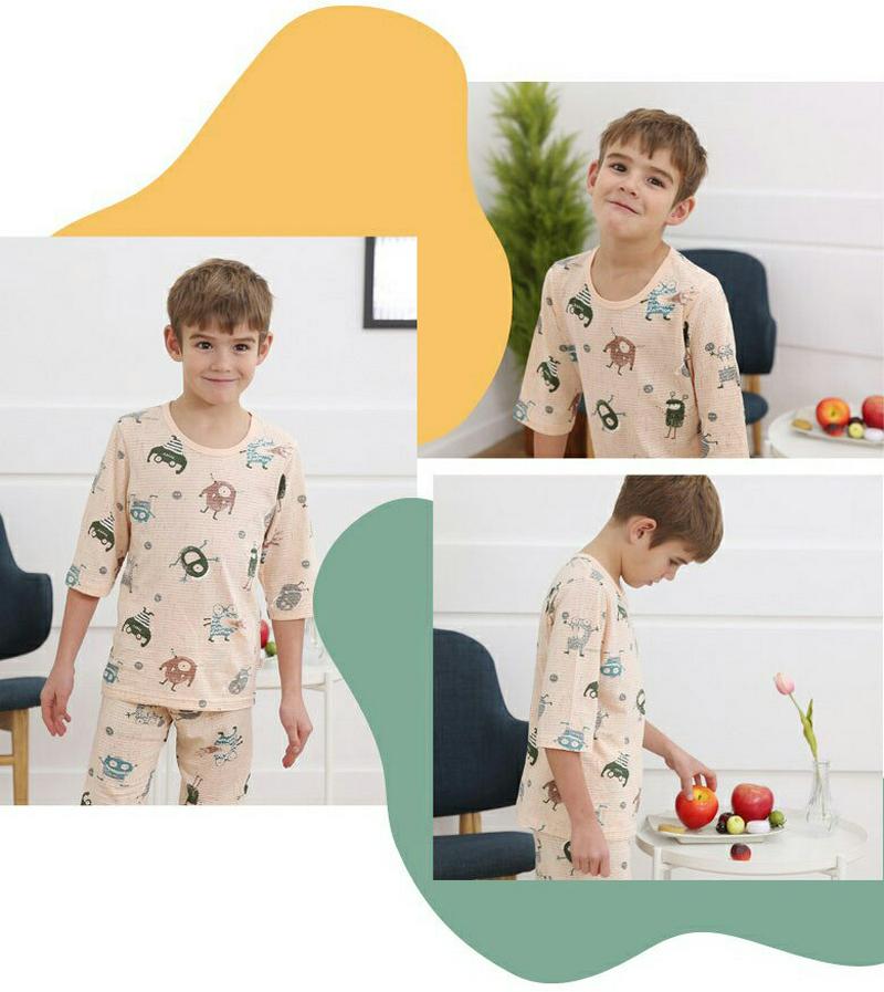 コットンパジャマSET(ダイナソー)・p000296 キッズ【3~8才】【uw】【パジャマ 部屋着 セット 上下 トップス パン