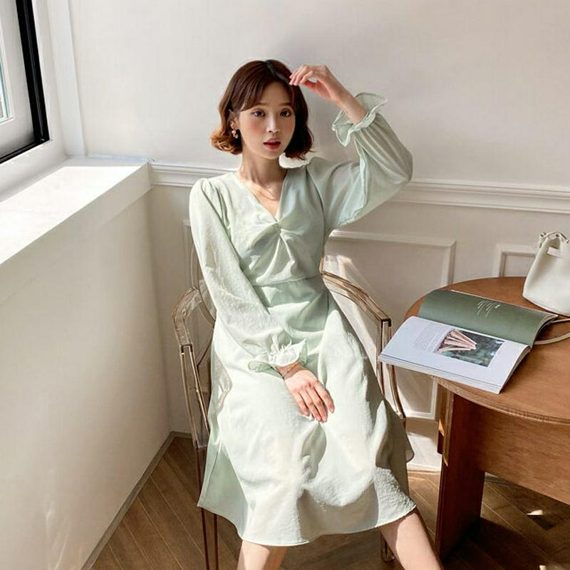 ツイストVネックワンピース・全3色・b58486 レディース 【ops】【ワンピース ロング丈 ミディ丈 ロング フレア Vネッ