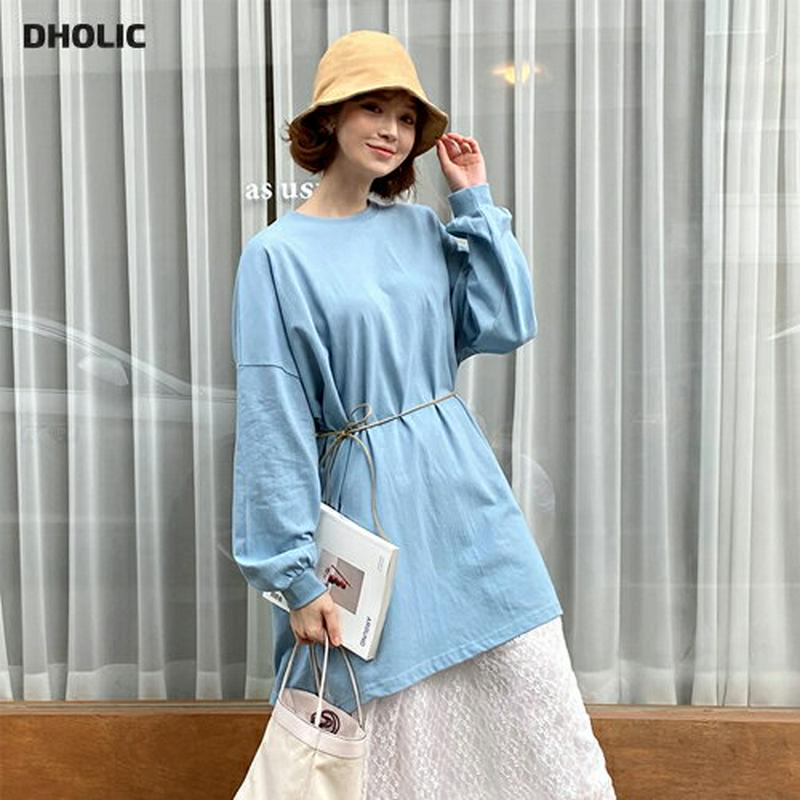 ボクシースリットTシャツ・全5色・t58470 レディース 【tops】【トップス 長袖 Tシャツ ゆったり 大きい ロング ド