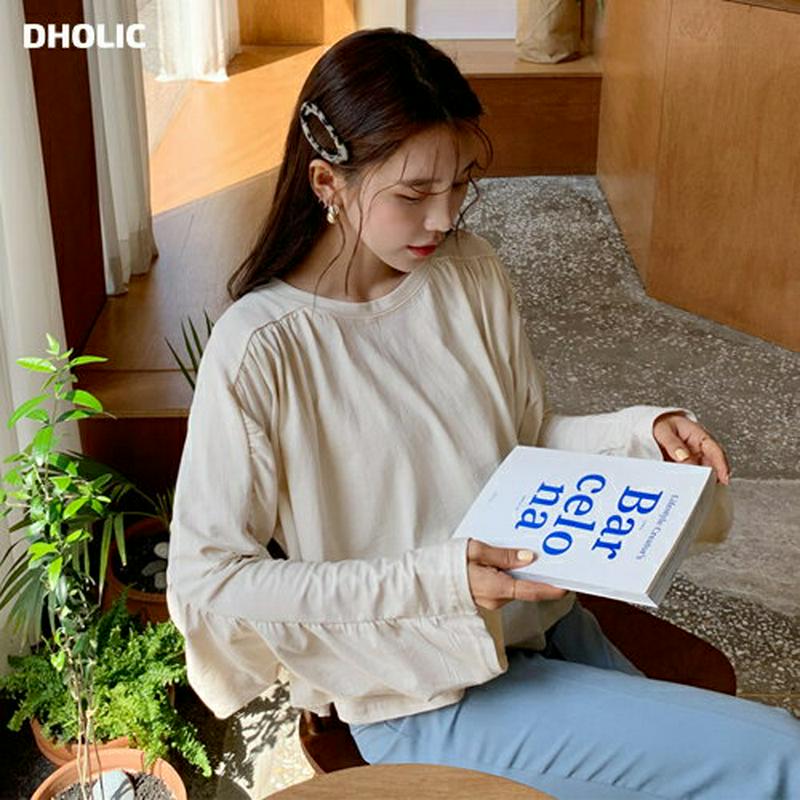 ギャザーTシャツ・全4色・t58469 レディース 【tops】【トップス Tシャツ 長袖 無地 ギャザー シンプル カジュアル