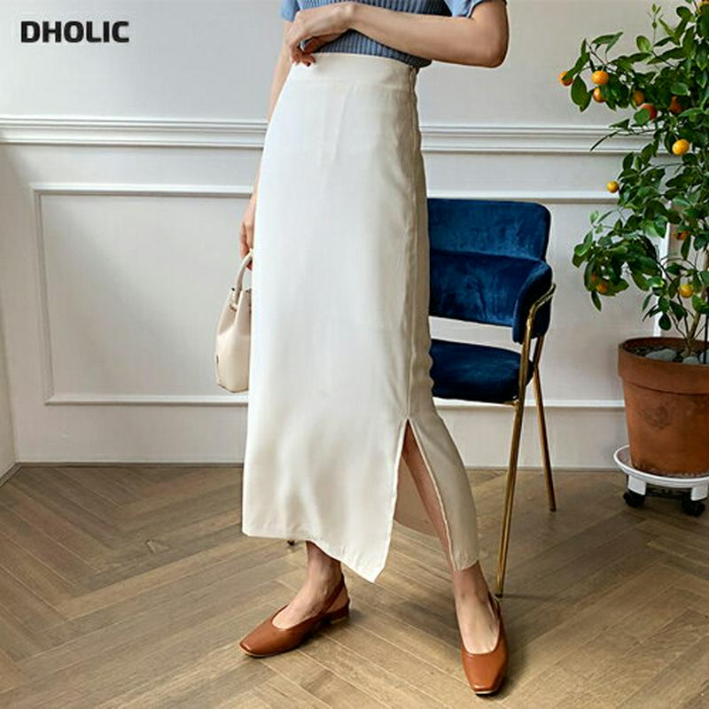 Hラインスリットスカート・全2色・t58495 レディース 【sk】【スカート ロング丈 ロング スリット Hライン 無地 カジ