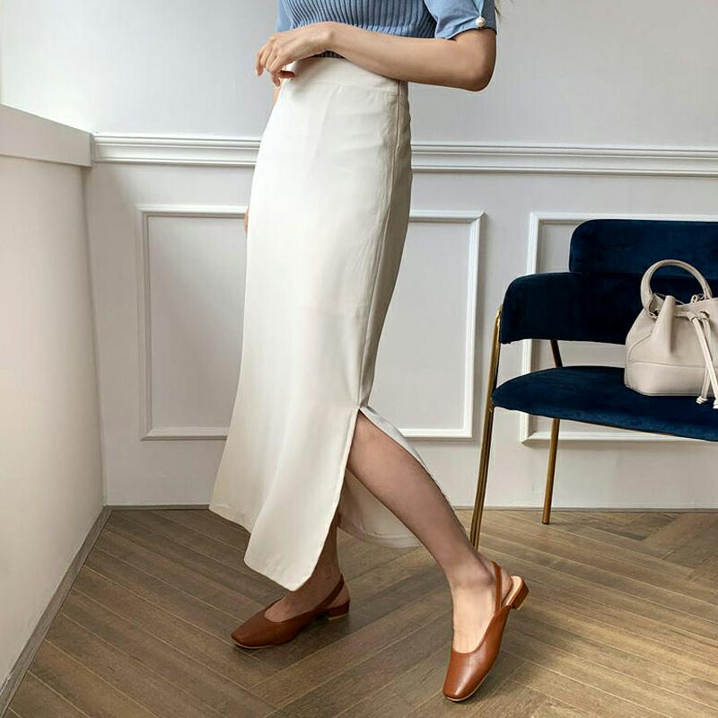 Hラインスリットスカート・全2色・t58495 レディース 【sk】【スカート ロング丈 ロング スリット Hライン 無地 カジ