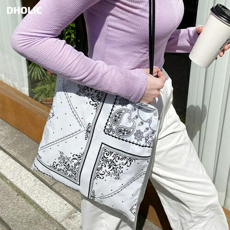 ペイズリーバッグ・全4色・t58489 レディース 【bag】【バッグ 鞄 スクエア トートバッグ エコバッグ 四角 バンダナ 