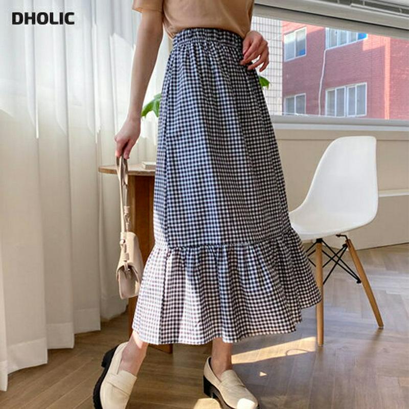 チェックスフレアカート・全3色・t58497 レディース 【sk】【スカート ロング丈 ロング チェック ティアード フレア ギ