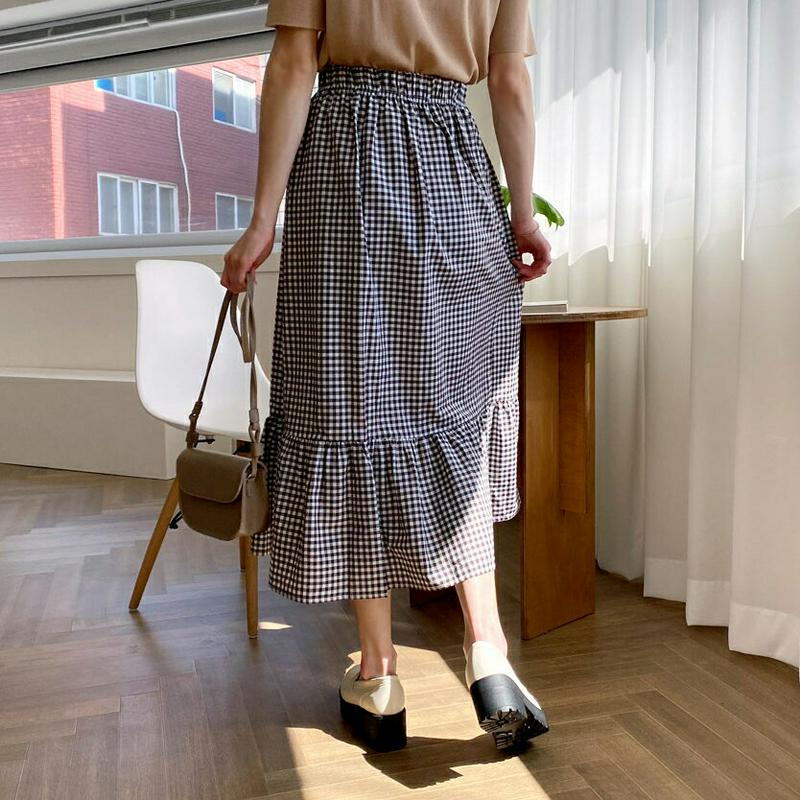 チェックスフレアカート・全3色・t58497 レディース 【sk】【スカート ロング丈 ロング チェック ティアード フレア ギ