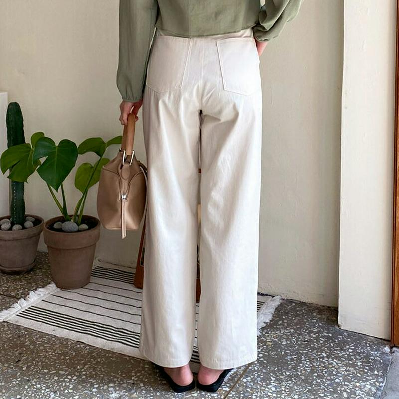 コットンタックパンツ・全3色・t58494 レディース 【pt】【パンツ ズボン ストレート ロング 無地 カジュアル タック 