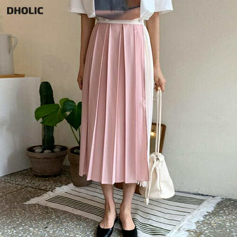 コントラストプリーツスカート・全3色・t58502 レディース 【sk】【スカート ロング ロング丈 プリーツ コントラスト ラ