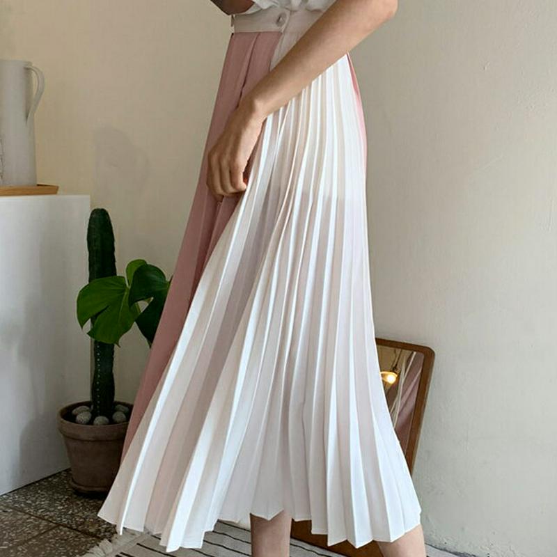 コントラストプリーツスカート・全3色・t58502 レディース 【sk】【スカート ロング ロング丈 プリーツ コントラスト ラ