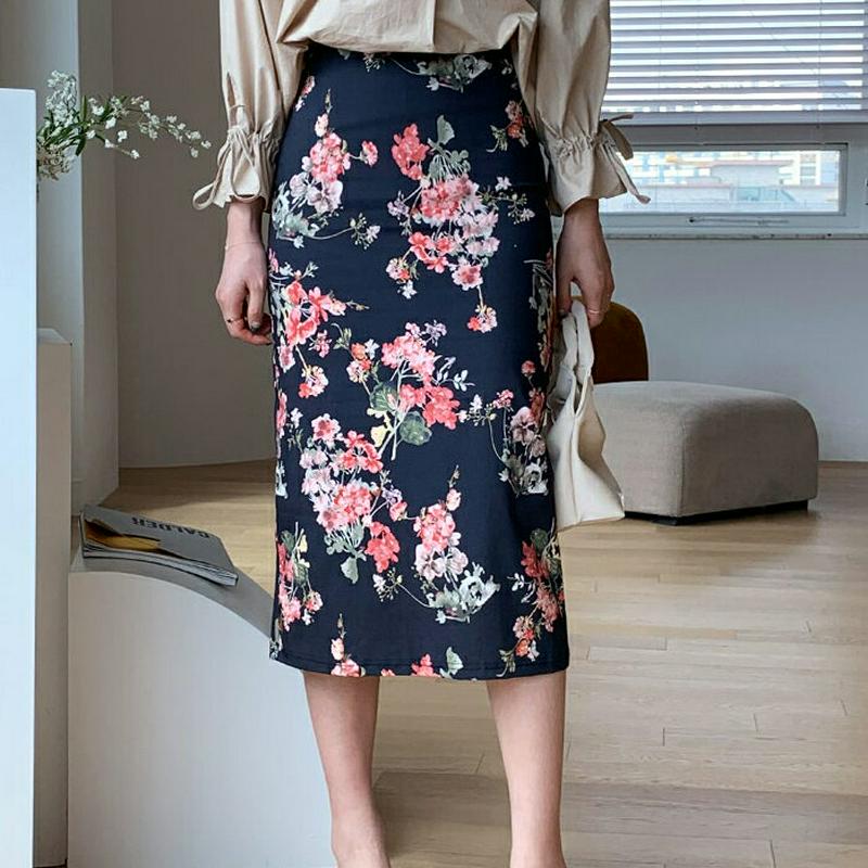 フローラルHラインスカート・全3色・b61509 レディース【sk】【スカート ミディ丈 ミディスカート 花柄 フラワー 総柄 