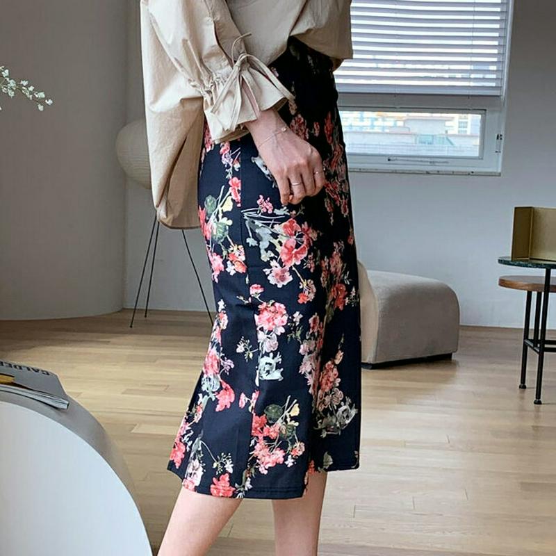 フローラルHラインスカート・全3色・b61509 レディース【sk】【スカート ミディ丈 ミディスカート 花柄 フラワー 総柄 