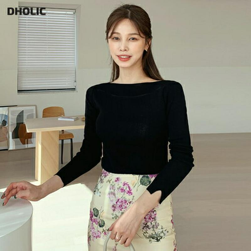 ロールボートネックニット・全3色・b61495 レディース【tops】【トップス ニット ニットトップス 長袖 ボートネック 単