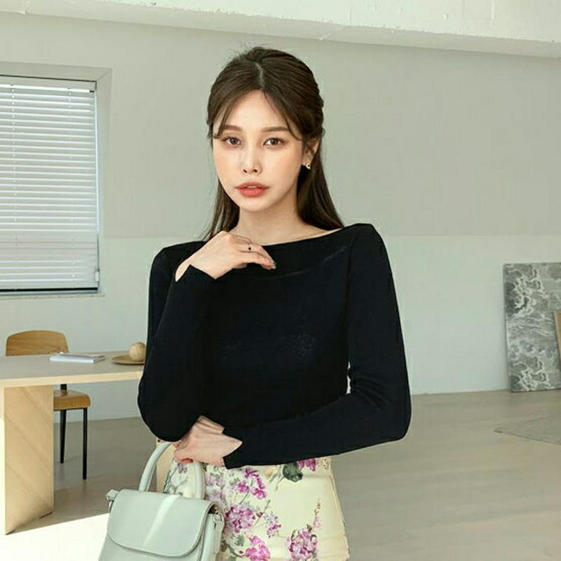 ロールボートネックニット・全3色・b61495 レディース【tops】【トップス ニット ニットトップス 長袖 ボートネック 単