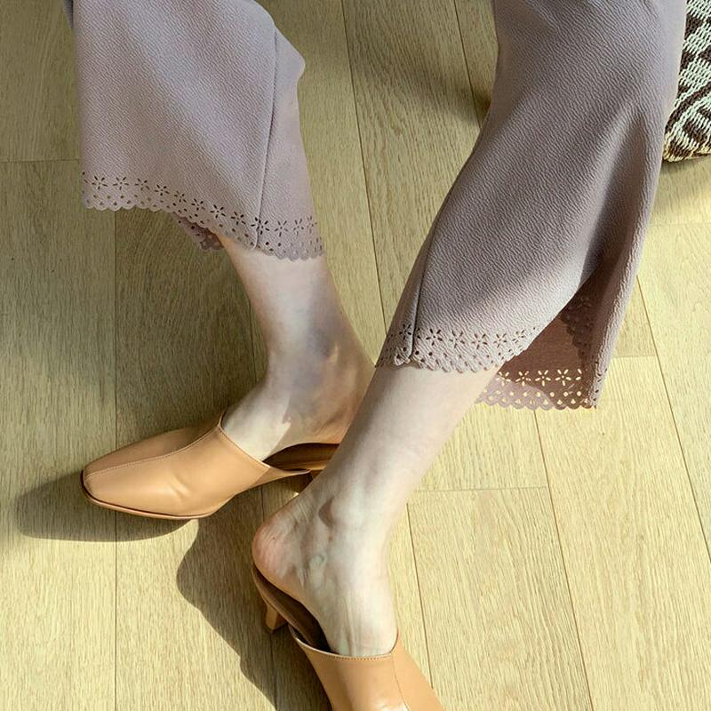 パンチングヘムパンツ・全4色・b61503 レディース【pt】【パンツ ロングパンツ ズボン ボトムス ロング 単色 無地 シン
