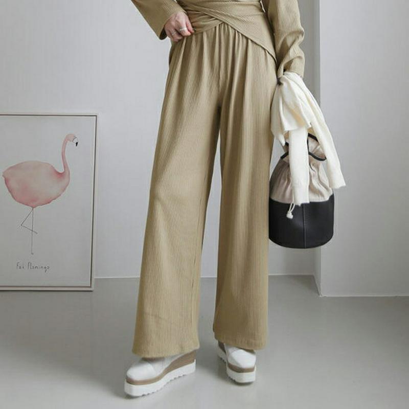 リブパンツ・全3色・t61406 レディース【pt】【パンツ ロングパンツ ズボン ボトムス リブ リブパンツ 単色 無地 シン