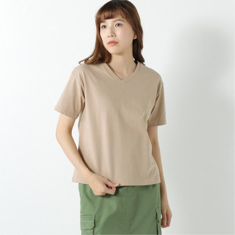 レディース　袖刺繍Ｖネック半袖Ｔシャツ（チャンピオン/Champion）