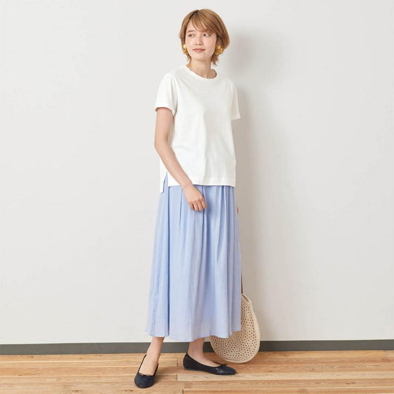 【タイムセール】丸みを隠す大人仕立てＴシャツ【綿１００％・吸水速乾・消臭】