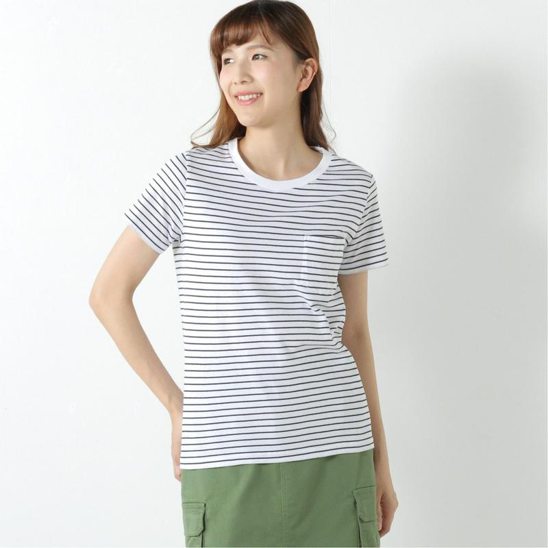 レディース　ポケット付き半袖ボーダーＴシャツ（チャンピオン/Champion）