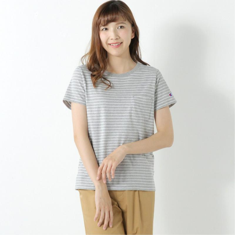 レディース　ポケット付き半袖ボーダーＴシャツ（チャンピオン/Champion）