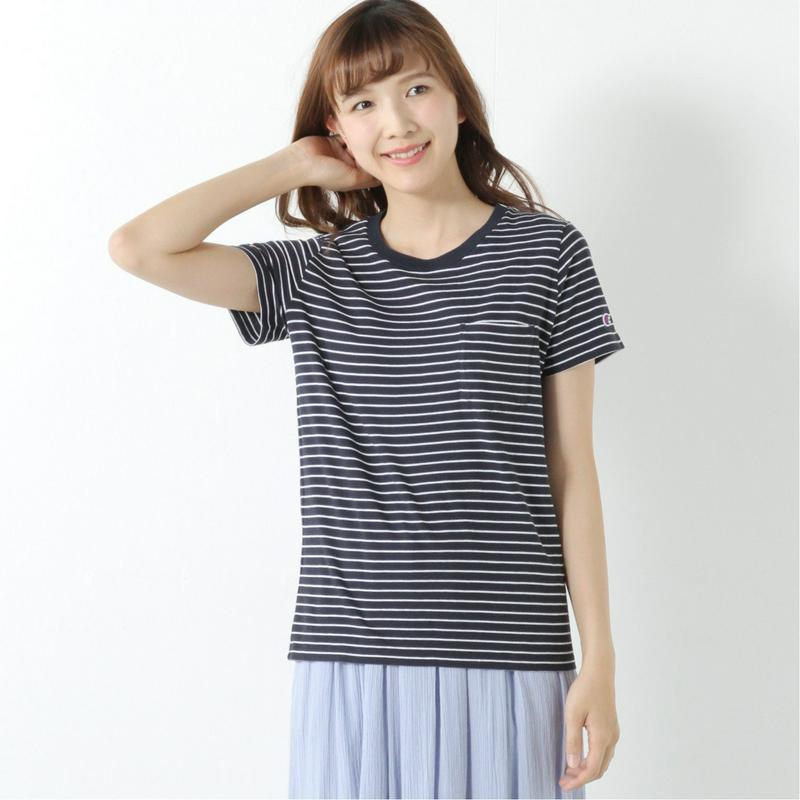 レディース　ポケット付き半袖ボーダーＴシャツ（チャンピオン/Champion）