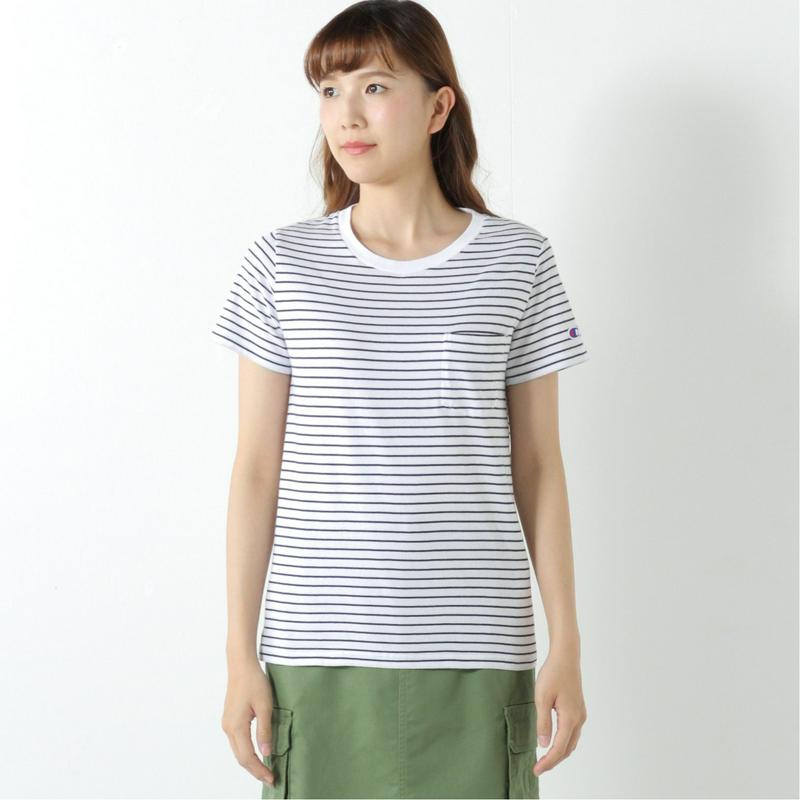 レディース　ポケット付き半袖ボーダーＴシャツ（チャンピオン/Champion）