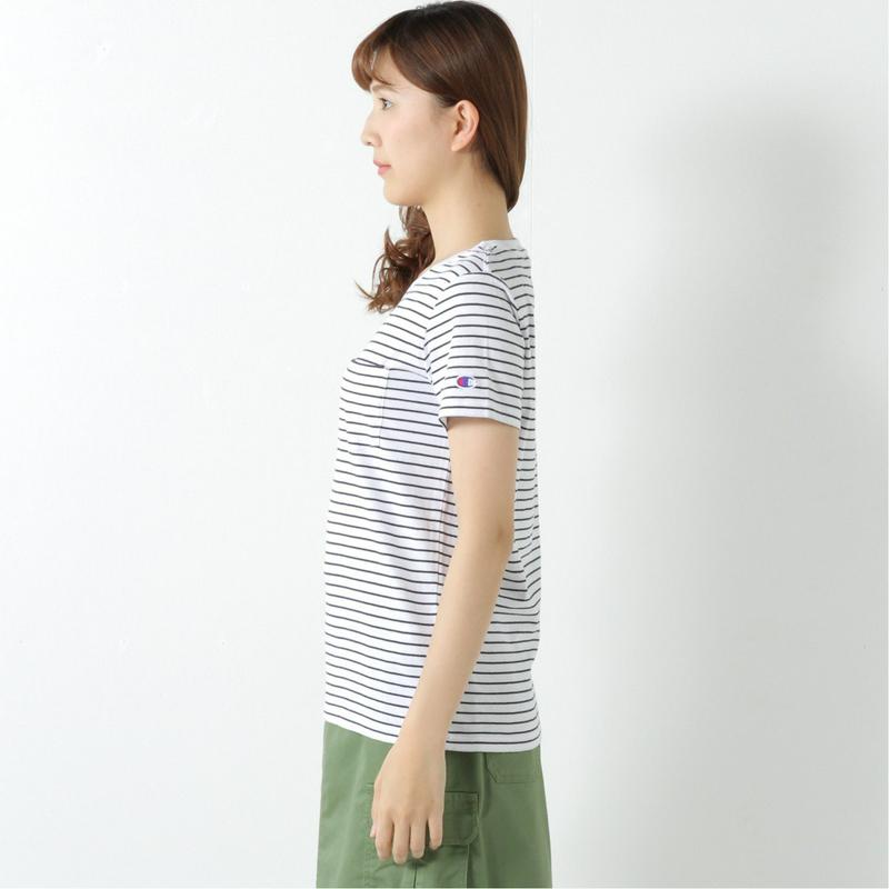 レディース　ポケット付き半袖ボーダーＴシャツ（チャンピオン/Champion）