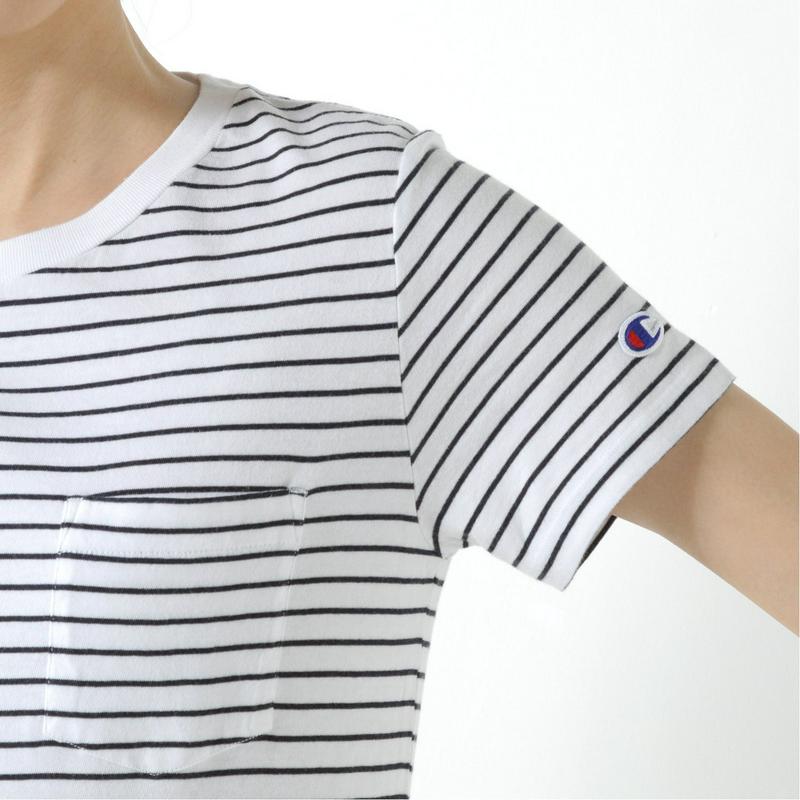 レディース　ポケット付き半袖ボーダーＴシャツ（チャンピオン/Champion）