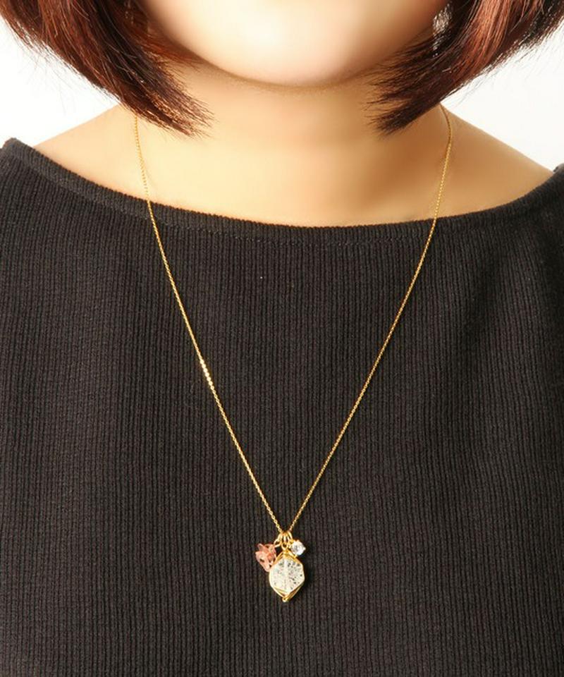 【4月誕生石】 K14GF クリスタル×チェリークォーツサザレネックレス