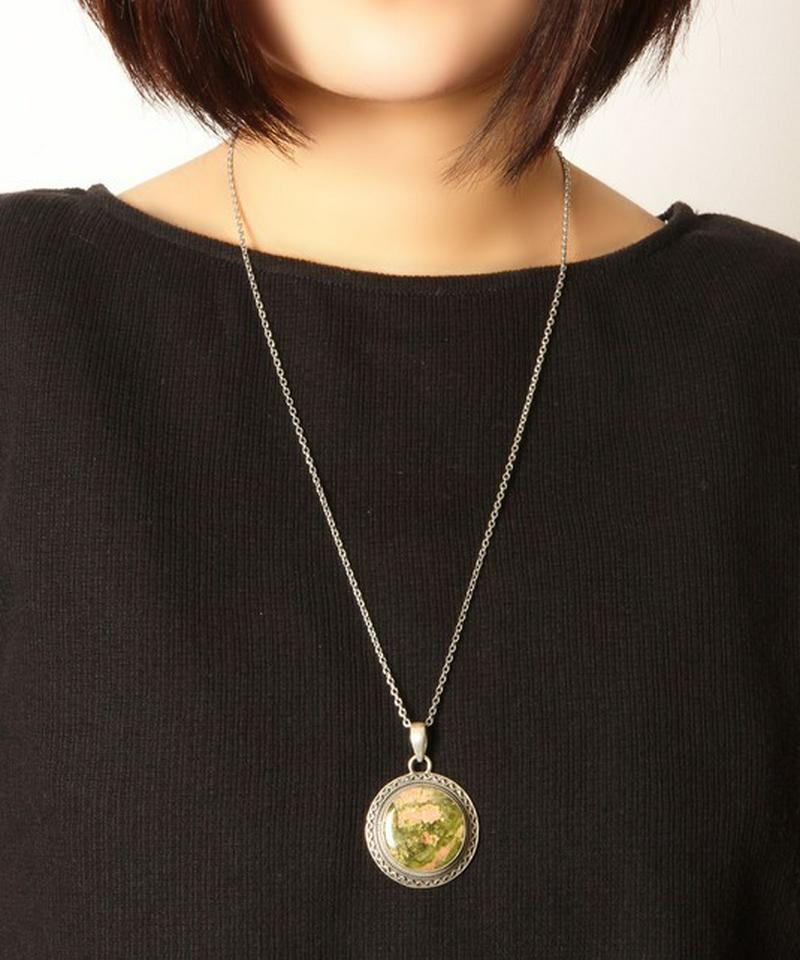【フランス買付】ユナカイト丸装飾ネックレス