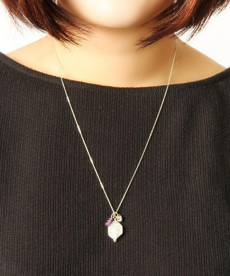 【4月誕生石】 シルバー925 クリスタル×アメジストサザレネックレス
