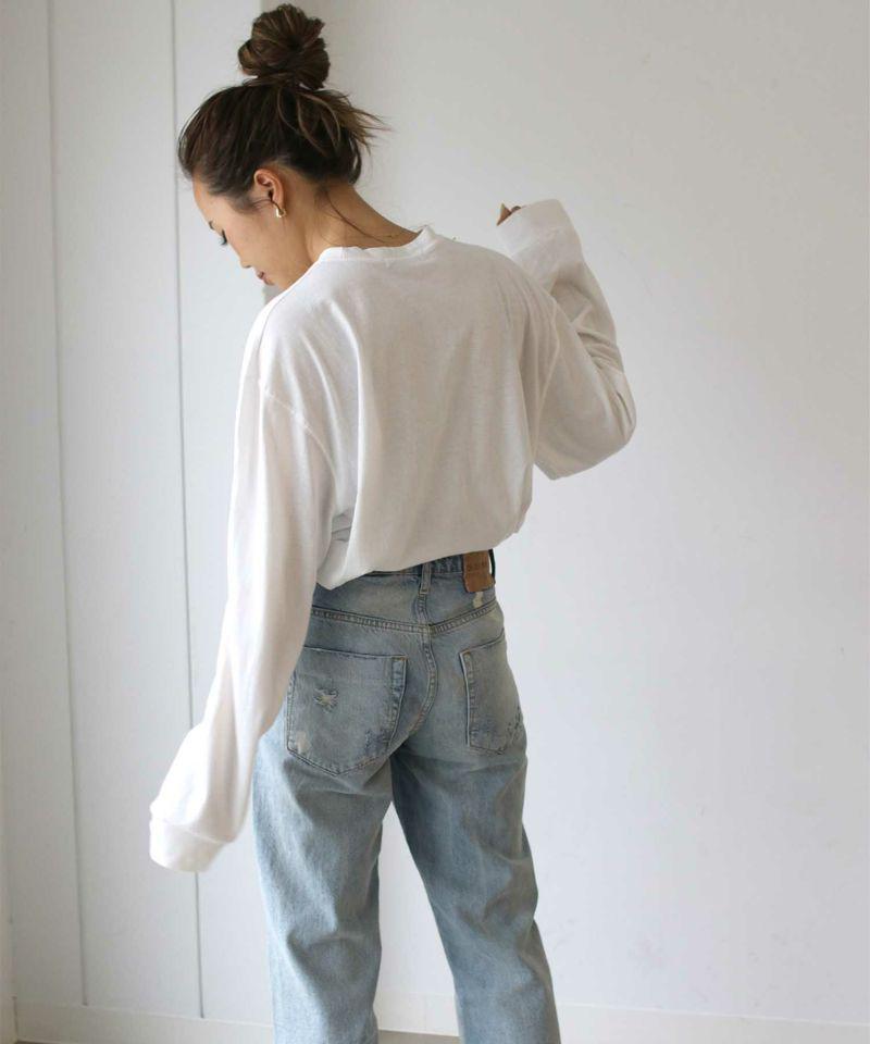 via j(ヴィアジェイ)クロップド無地ロングTシャツ