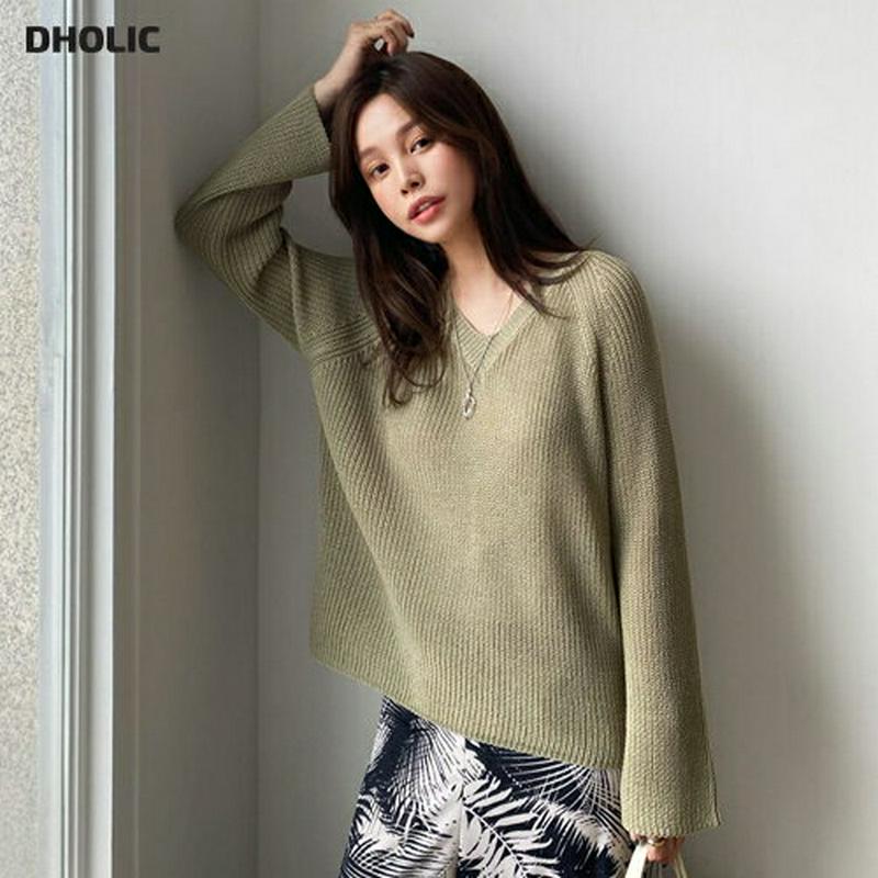 ラグランVネックニット・全4色・b61631 レディース【tops】【トップス ニット ニットトップス 長袖 Vネック ラグラン