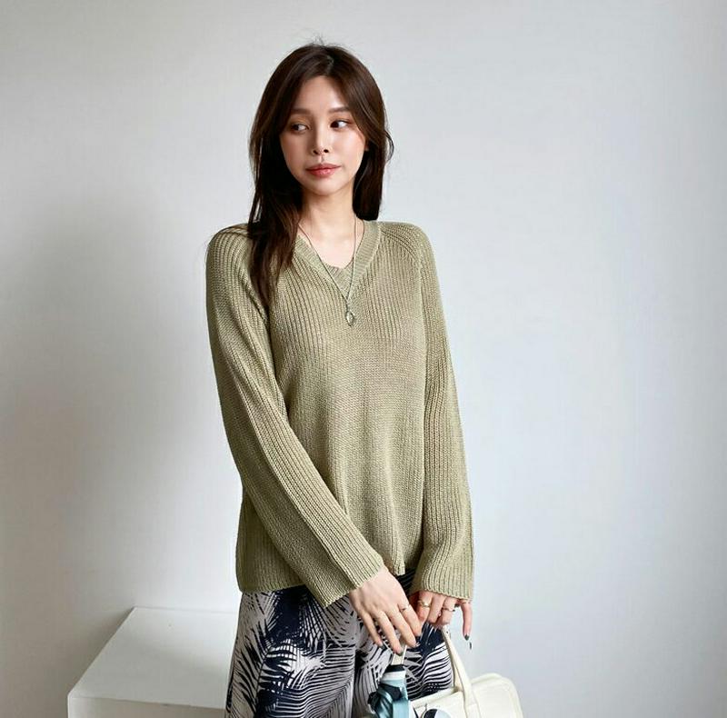 ラグランVネックニット・全4色・b61631 レディース【tops】【トップス ニット ニットトップス 長袖 Vネック ラグラン