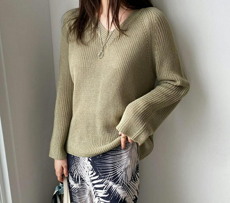 ラグランVネックニット・全4色・b61631 レディース【tops】【トップス ニット ニットトップス 長袖 Vネック ラグラン
