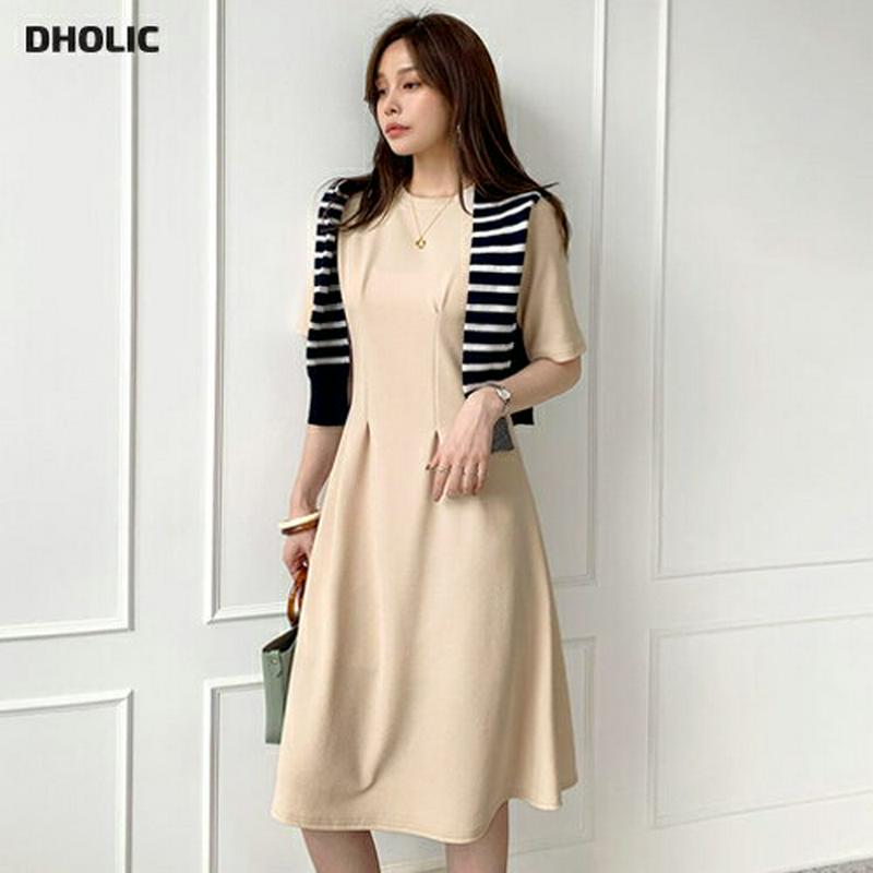 タックワンピース・全3色・b61637 レディース【ops】【ワンピース ミディ丈 ミディワンピース 半袖 ハーフスリーブ タッ