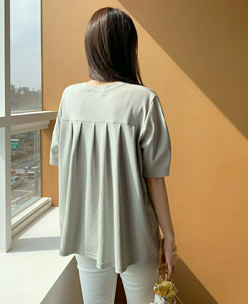 バックタックTシャツ・全3色・b61628 レディース【tops】【トップス Tシャツ 半袖 ハーフスリーブ タック バックシャ
