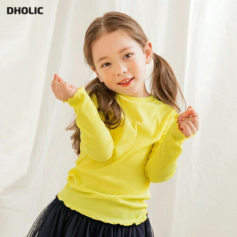 メロウヘムリブTシャツ・p000718 キッズ【3~8才】【tops】【トップス シャツ 長袖 リブ　リブトップス 単色 無地　