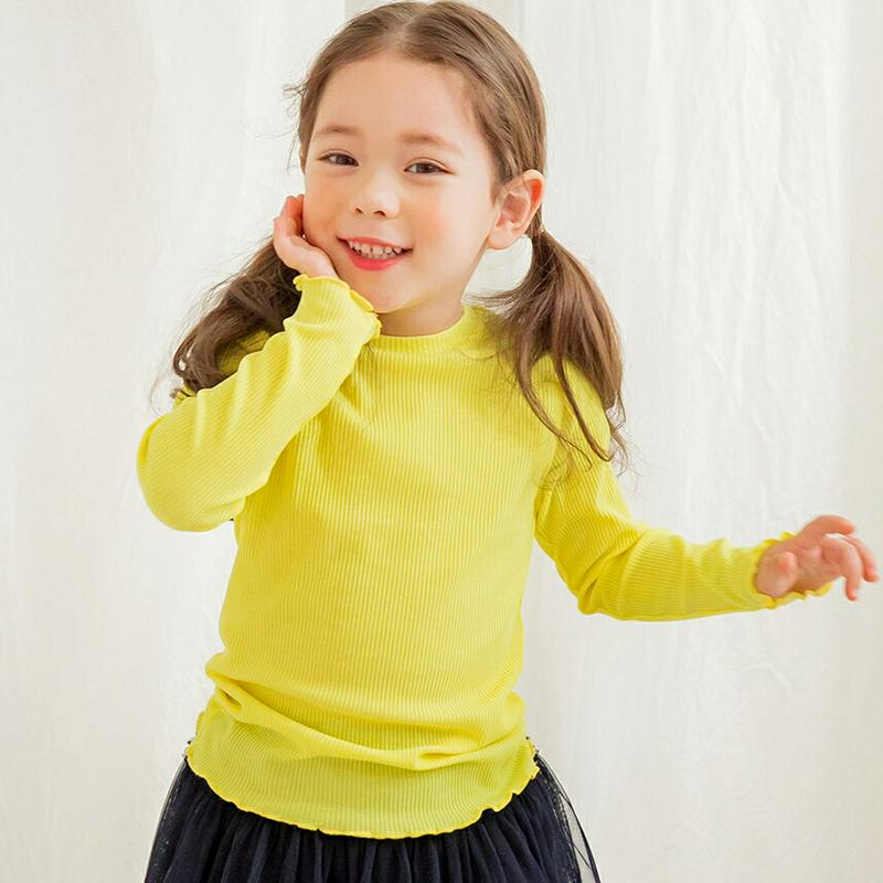 メロウヘムリブTシャツ・p000718 キッズ【3~8才】【tops】【トップス シャツ 長袖 リブ　リブトップス 単色 無地　
